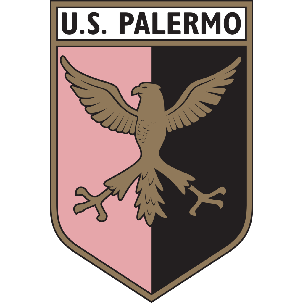 US Palermo logo, creative art, pink black checkered flag, Italian